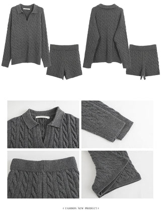 gray sweater shorts set