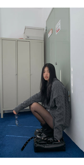 gray sweater shorts set