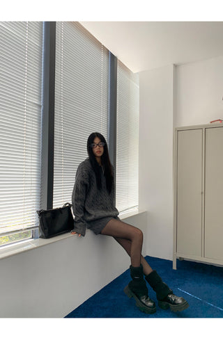 gray sweater shorts set