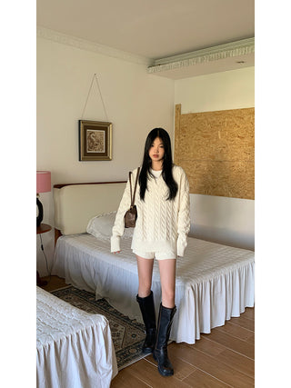 gray sweater shorts set
