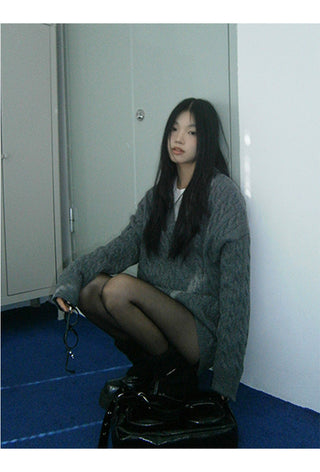 gray sweater shorts set