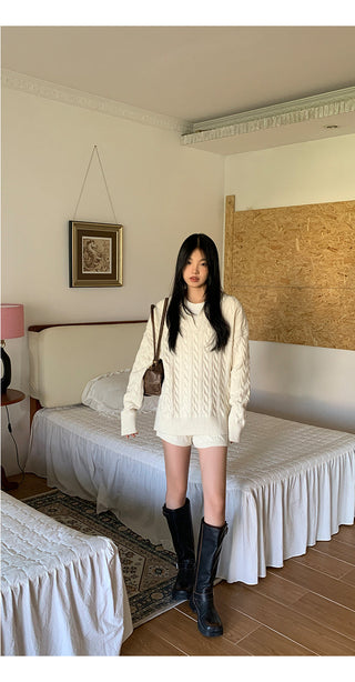 gray sweater shorts set