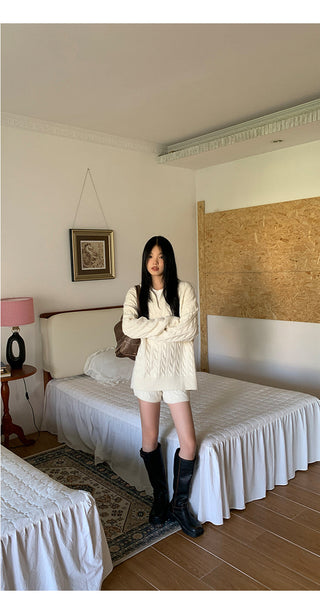 gray sweater shorts set
