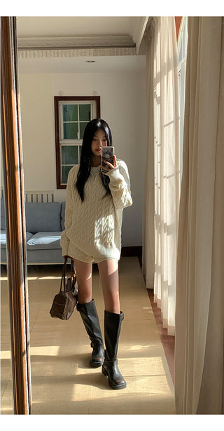 gray sweater shorts set