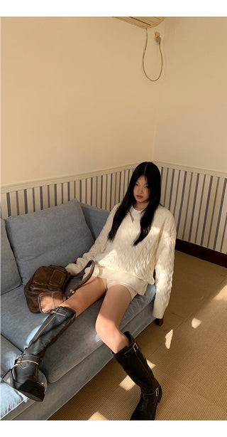 gray sweater shorts set