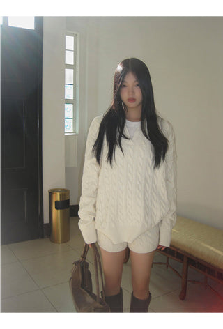 gray sweater shorts set