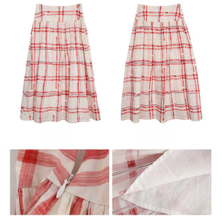 red pattern skirt