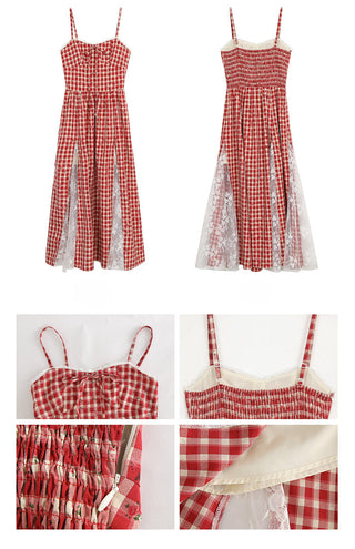 red grid dress