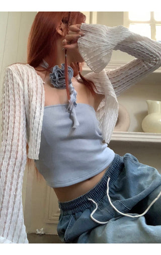 white sun cardigan tops