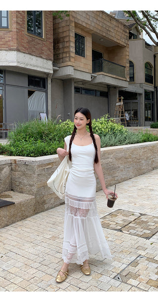 white suspender tulle dress