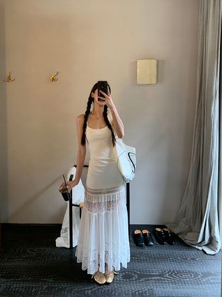 white suspender tulle dress