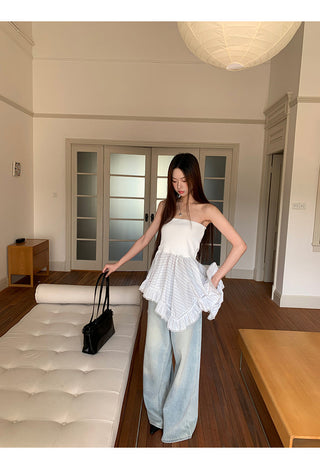 black sleeveless vest top