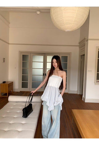 black sleeveless vest top