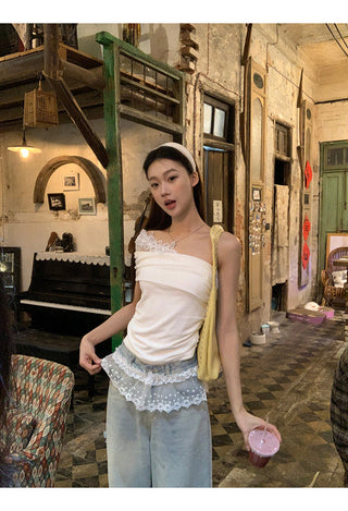 white off-shoulder tee