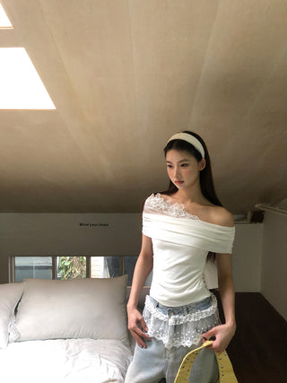 white off-shoulder tee