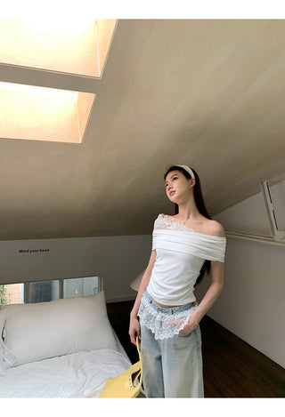 white off-shoulder tee