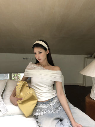 white off-shoulder tee