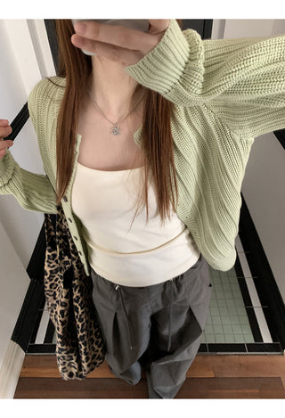 green Korean cardigan