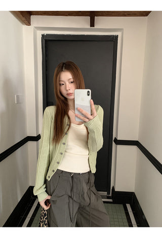 green Korean cardigan