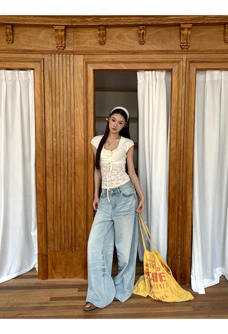 blue wide-leg jeans