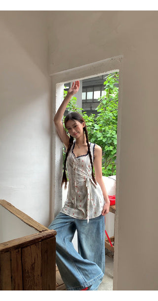 striped floral camisole