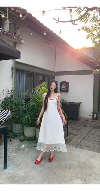 white waist-tight dress