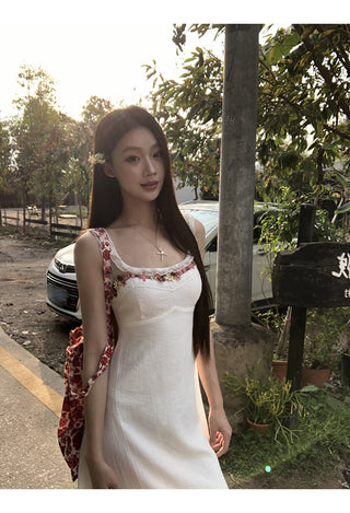 white waist-tight dress