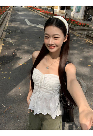 white lace vest