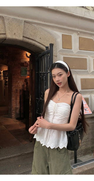 white lace vest