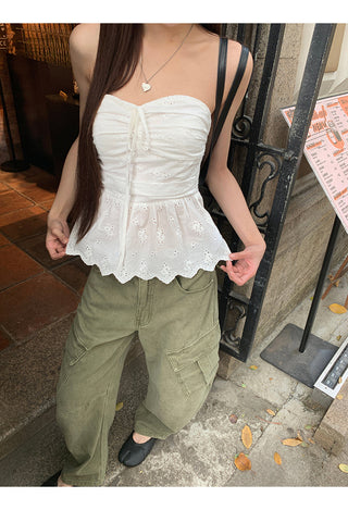 white lace vest