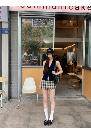 plaid culotte skirt