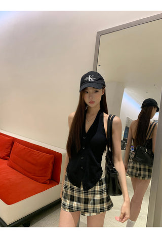 plaid culotte skirt