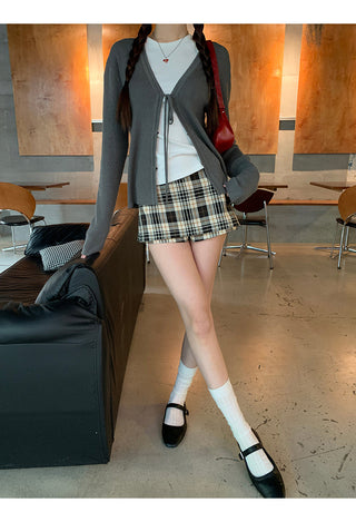 plaid culotte skirt