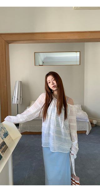 white loose blouse