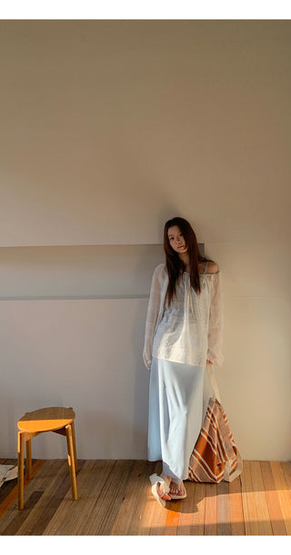 white loose blouse