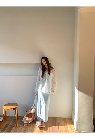 white loose blouse