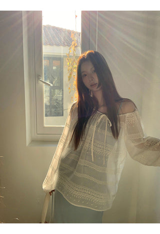 white loose blouse