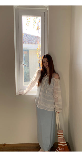 white loose blouse