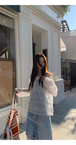 white loose blouse