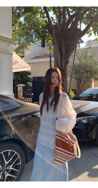 white loose blouse