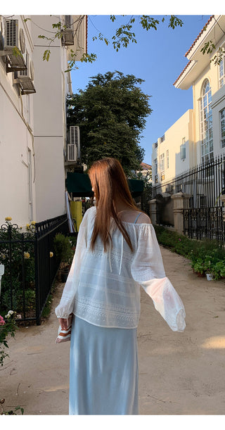 white loose blouse
