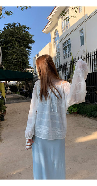 white loose blouse
