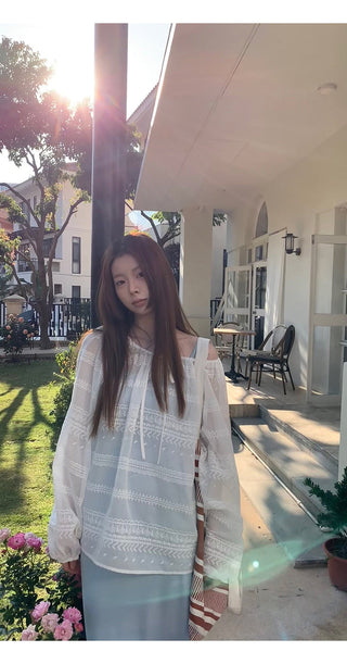 white loose blouse