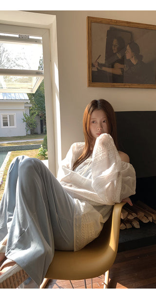 white loose blouse