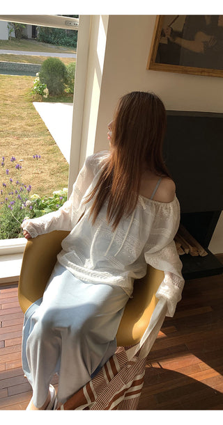white loose blouse