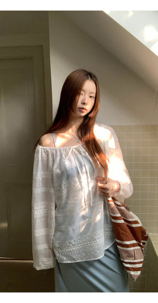 white loose blouse