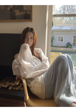 white loose blouse