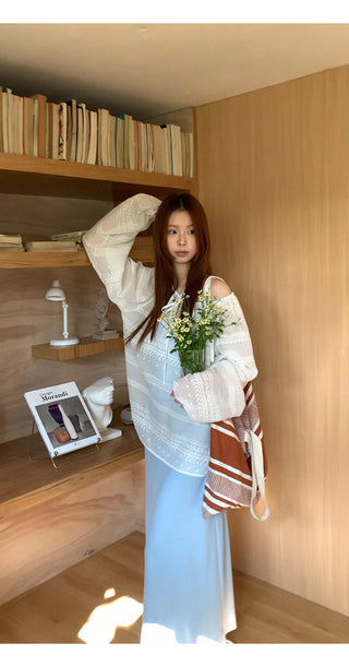 white loose blouse