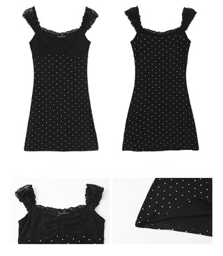 black polka-dot dress