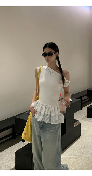 white hollow shoulder